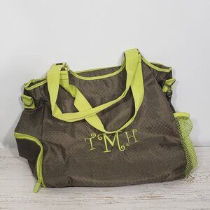 Thirty-One  Green Olive Tote Bag / Gym Bag  16" wide x 15" tall